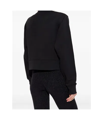 Palm Angels Cropped Black And Fuchsia Graphic Sweatshirt