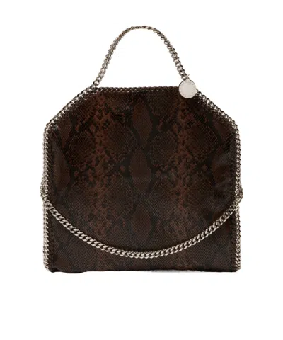 Stella Mccartney Folded Falabella Tote Bag With Snakeskin Effect In Brown