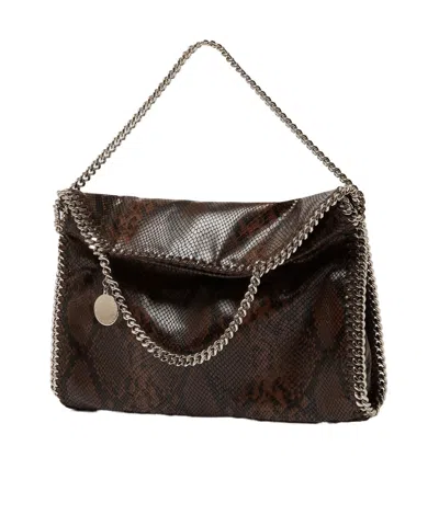Stella Mccartney Folded Falabella Tote Bag With Snakeskin Effect In Brown