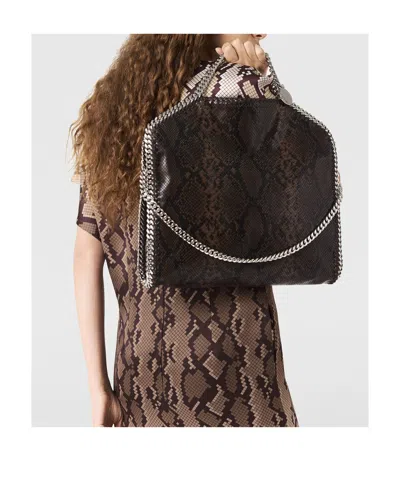 Stella Mccartney Folded Falabella Tote Bag With Snakeskin Effect In Brown