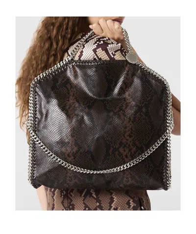 Stella Mccartney Folded Falabella Tote Bag With Snakeskin Effect In Brown