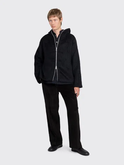 Our Legacy Black Full Zip Hoodie In Black Hairy Wool