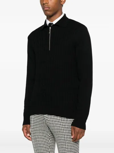 Ernest W Baker Cable-knit Zip-front Sweater In Black