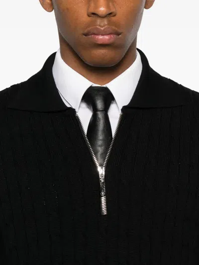 Ernest W Baker Cable-knit Zip-front Sweater In Black