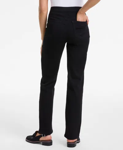 Style & Co Women's Mid-rise Straight Pull-on Jeans, Exclusively At Macy's In Black