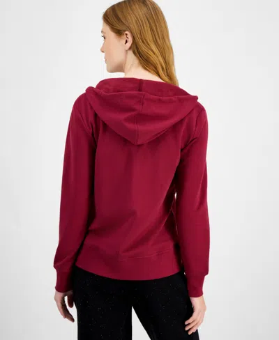Id Ideology Women's Relaxed Zip-front Long-sleeve Fleece Hoodie, Created For Macy's In Red