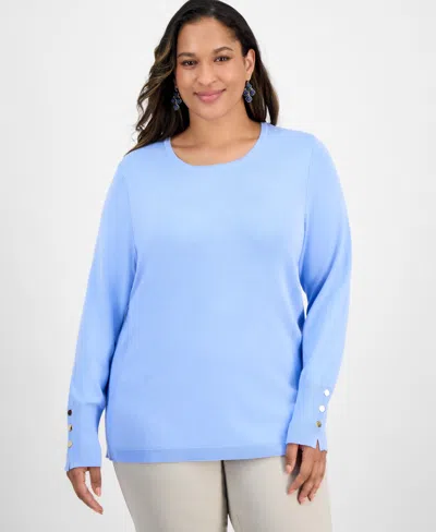 Jm Collection Women's Boat-neck Dolman-sleeve Sweater, Macy's Exclusive In Blue
