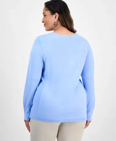 Jm Collection Women's Boat-neck Dolman-sleeve Sweater, Macy's Exclusive In Blue