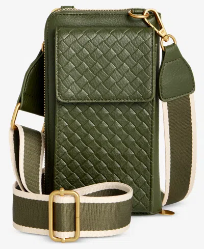 Style & Co Mini Woven Phone Crossbody, Macy's Exclusive In Green
