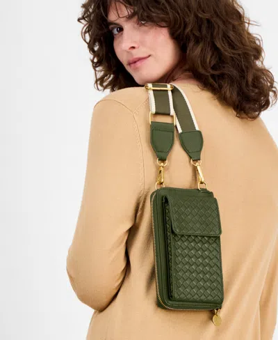 Style & Co Mini Woven Phone Crossbody, Macy's Exclusive In Green