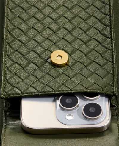Style & Co Mini Woven Phone Crossbody, Macy's Exclusive In Green