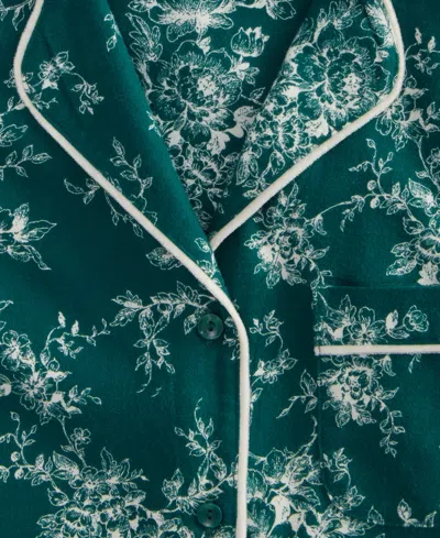 Charter Club Women's Cotton Flannel Printed Long Sleeve Sleepshirt In Green