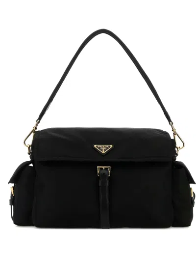 Prada Explore Large Re-nylon Shoulder With Flap Bags In Black