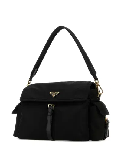 Prada Explore Large Re-nylon Shoulder With Flap Bags In Black
