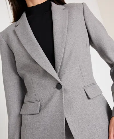 Tahari Asl Women's Herringbone Peak Lapel Blazer In Gray