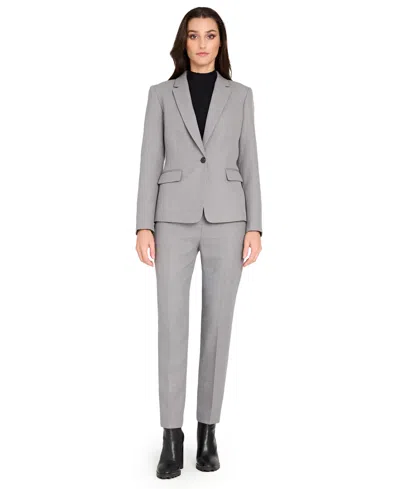 Tahari Asl Women's Herringbone Peak Lapel Blazer In Gray