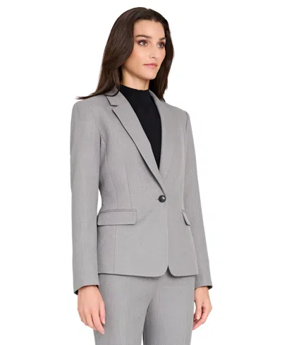 Tahari Asl Women's Herringbone Peak Lapel Blazer In Gray