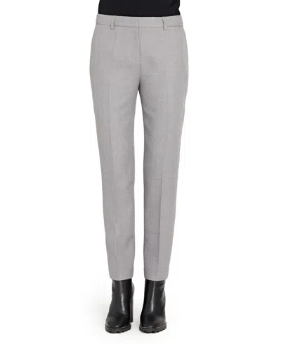 Tahari Asl Petite Herringbone Mid Rise Pants In Gray