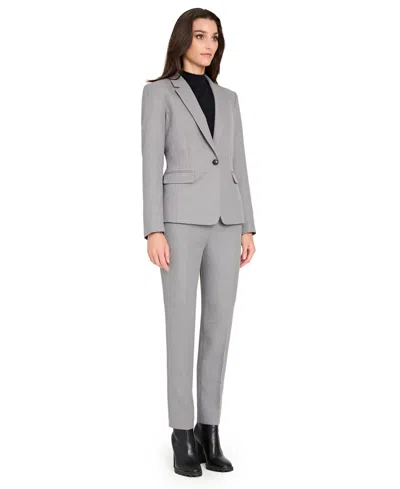 Tahari Asl Petite Herringbone Mid Rise Pants In Gray