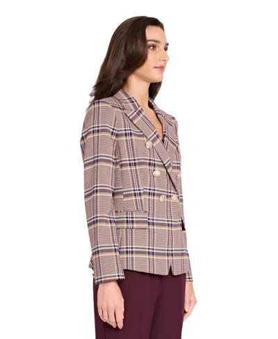 Tahari Asl Women's Plaid Double Breasted Blazer In Multi
