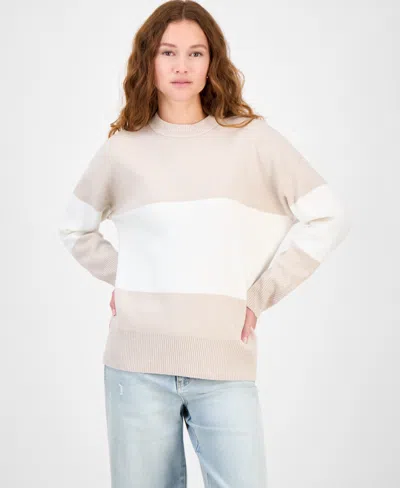 Hippie Rose Juniors' Oversized Stripe Long-sleeve Sweater In Multi