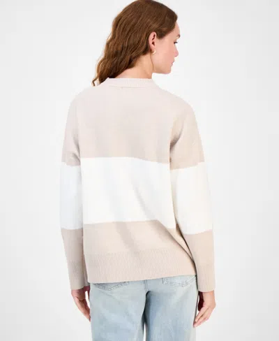 Hippie Rose Juniors' Oversized Stripe Long-sleeve Sweater In Multi