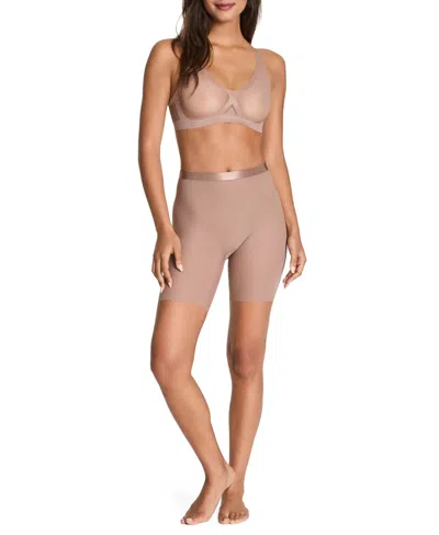 Spanx Mid Thigh Shorts In Brown