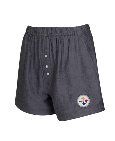 Concepts Sport Women's 2-pack Charcoal Detroit Lions Stripes And Solids Boxer Shorts Set In Gray