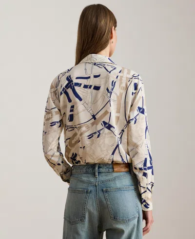 Ralph Lauren Lauren  Belting Print Classic Fit Crepe Button-up Shirt In Multi