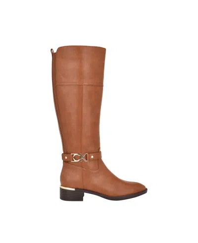 Calvin Klein Women's Daphny 40mm Logo Knee-high Boots In Brown