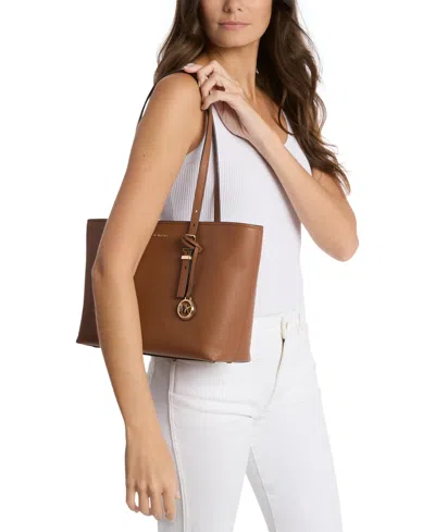 Michael Kors Quinn Medium Pebbled Leather Tote Bag In Brown
