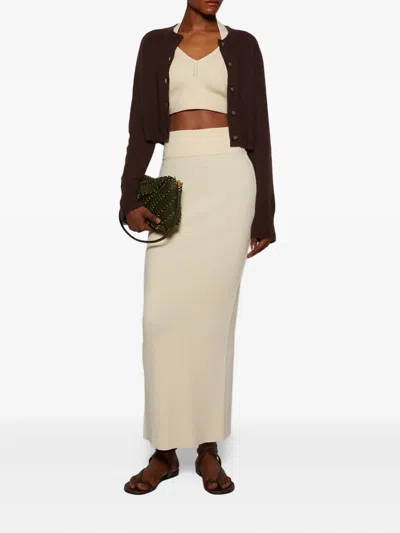 Loulou De Saison Zephir Lds Cropped Cardigan In Brown