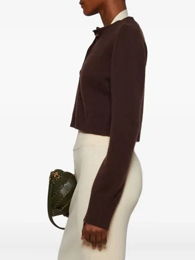 Loulou De Saison Zephir Lds Cropped Cardigan In Brown