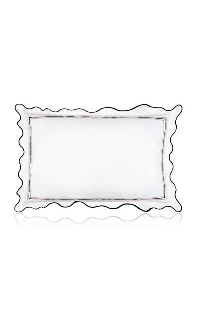 The Lino 3 Lines And Waves Cotton Percal Standard Pillowcases In White