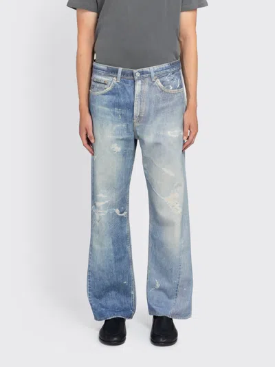 Our Legacy Mens Digital Denim Print Third Cut Faded-wash Denim Jeans In Blue