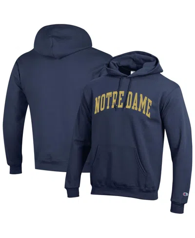 Champion Men's Navy Notre Dame Fighting Irish Basic Arch Fleece Pullover Hoodie In Blue