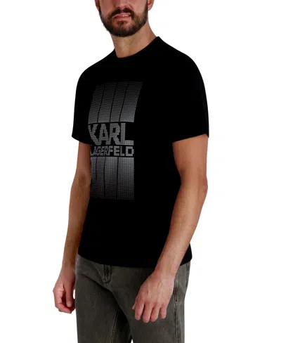 Karl Lagerfeld Men's Pixel Logo Cotton T-shirt In Black