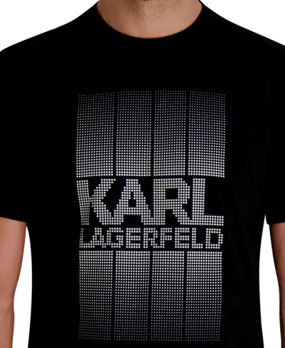 Karl Lagerfeld Men's Pixel Logo Cotton T-shirt In Black