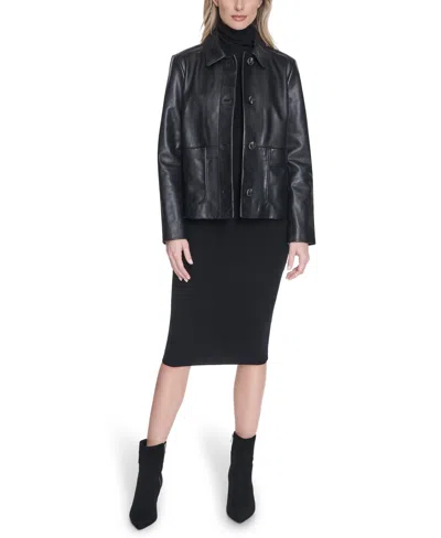 Cole Haan Leather Jacket In Black