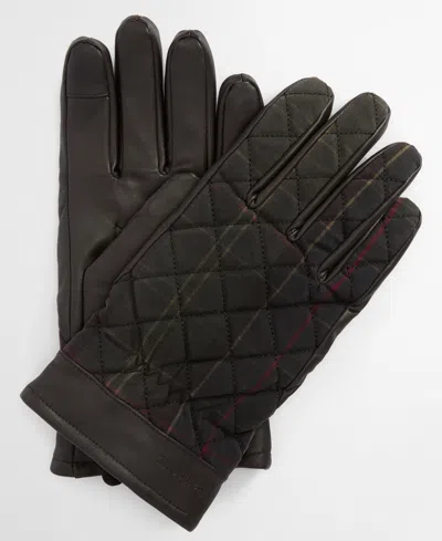 Barbour Darwen Quilted Tartan Touchscreen Gloves In Black