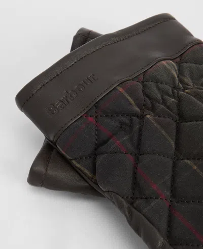 Barbour Darwen Quilted Tartan Touchscreen Gloves In Black