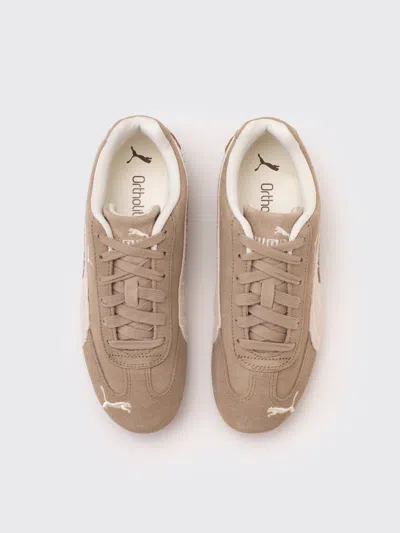Puma Speedcat Elevated Beige Sneakers With Logo Print On The Side And Logo Lettering On The Side In Suede In Multi
