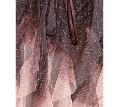 Pear Culture Juniors' Sweetheart-neck Ombre Mesh Fit & Flare Dress In Purple