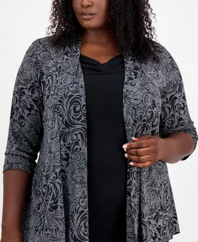 Connected Plus Size 2-pc. Printed Jacket & Dress Set In Gray