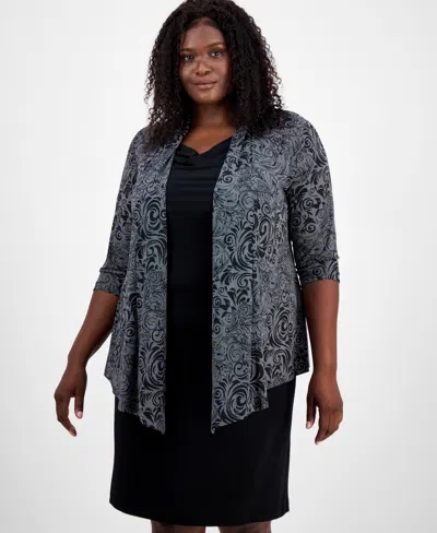 Connected Plus Size 2-pc. Printed Jacket & Dress Set In Gray