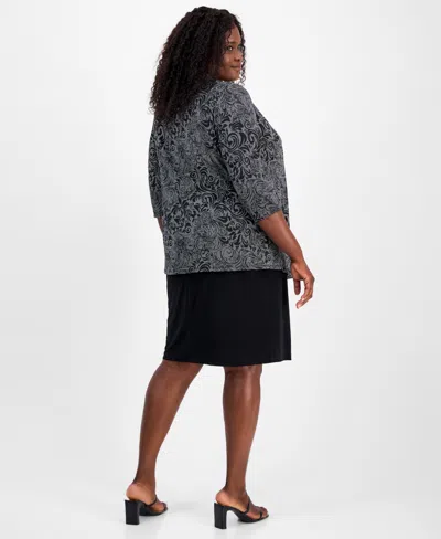 Connected Plus Size 2-pc. Printed Jacket & Dress Set In Gray