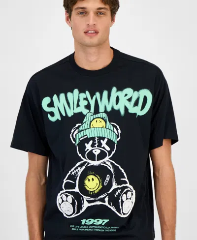 Smileyworld Men's Hat Bunny Graphic T-shirt In Black