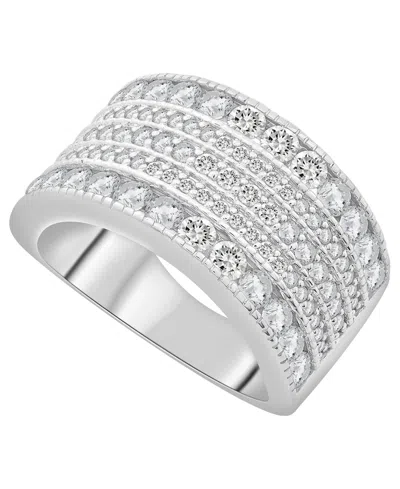 Macy's Diamond Band Multi-row Statement Ring (2 Ct. T.w.) In 14k White Gold In Metallic