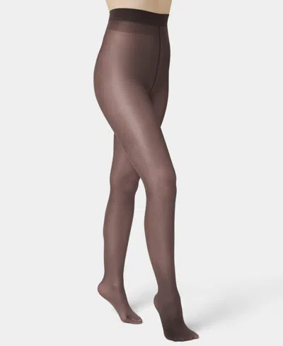Hue Women's Printed Glossy Tights U24594 In Brown