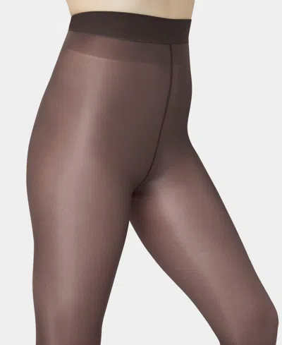 Hue Women's Printed Glossy Tights U24594 In Brown